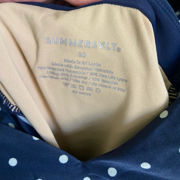 Navy Polka Dot Swimsuit - Picture 2 of 2